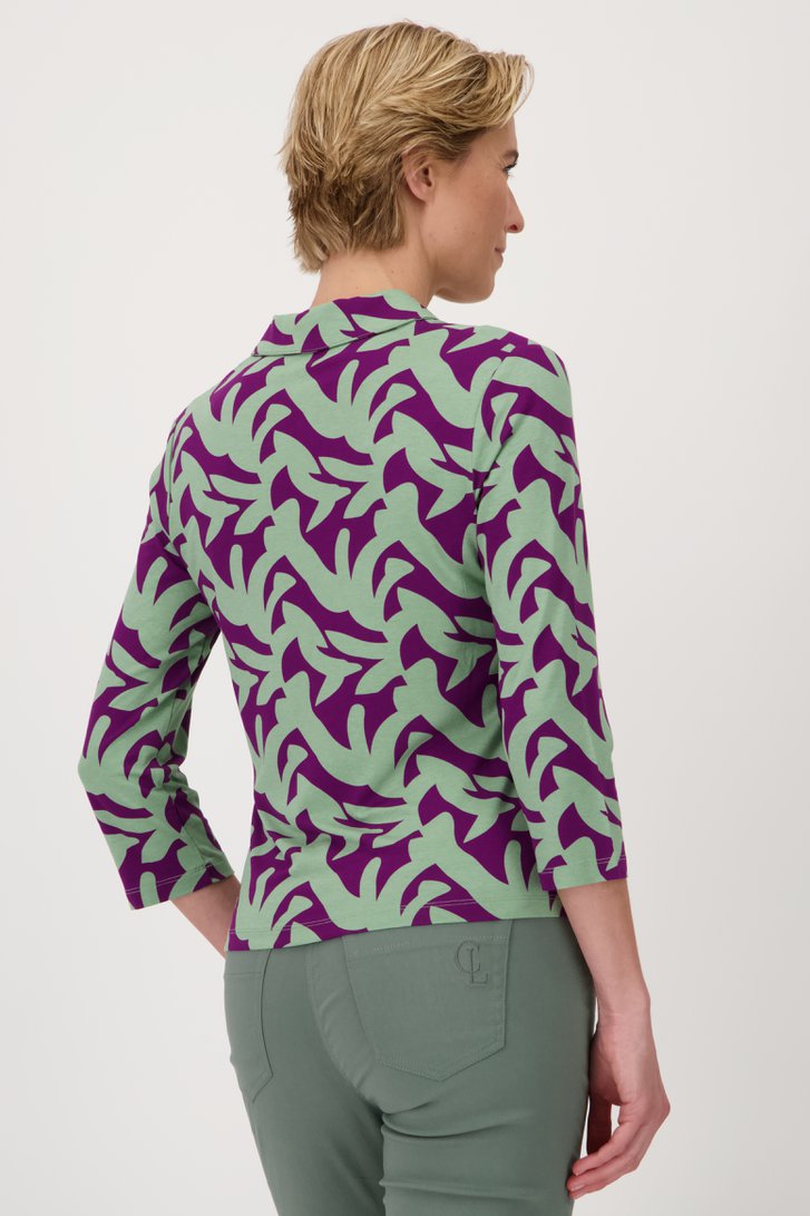 Polo à imprimé violet-vert de Claude Arielle pour Femmes