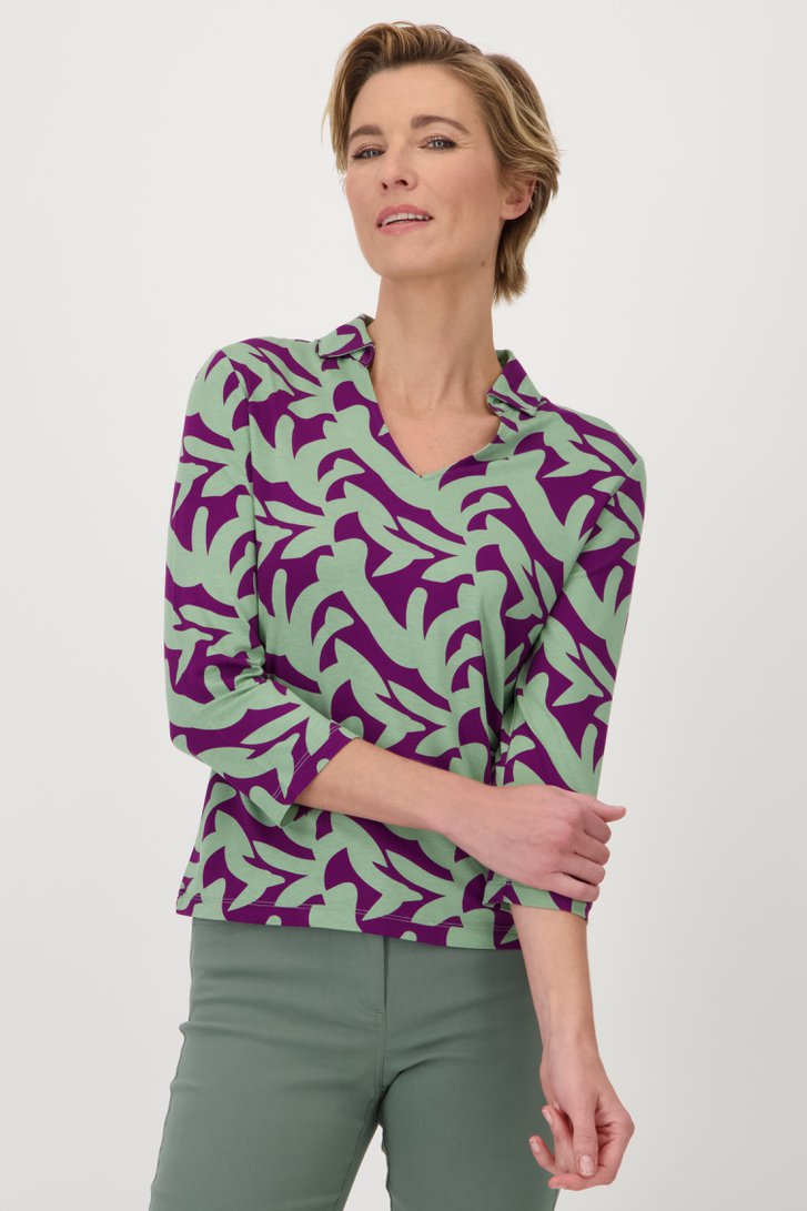 Polo à imprimé violet-vert de Claude Arielle pour Femmes