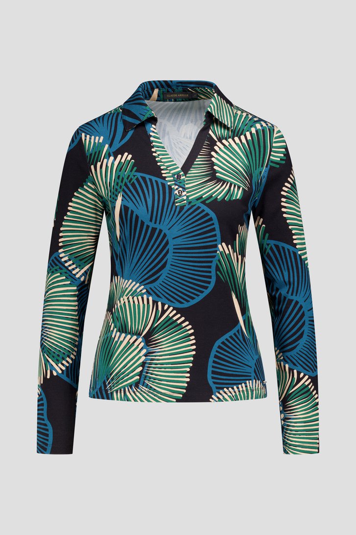 Photo produit 1 de Polo à motif géométrique bleu-vert de Claude Arielle pour Femmes