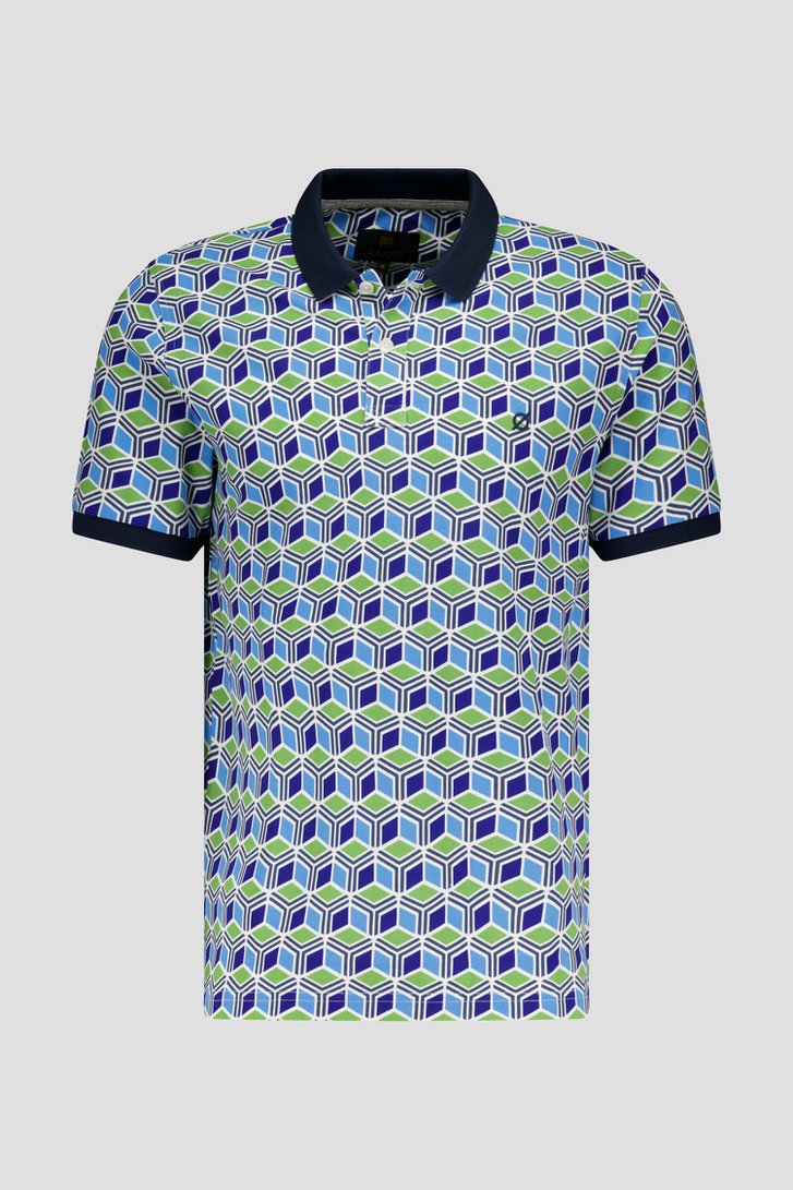 Polo à motif graphique vert-bleu de Ravøtt pour Hommes