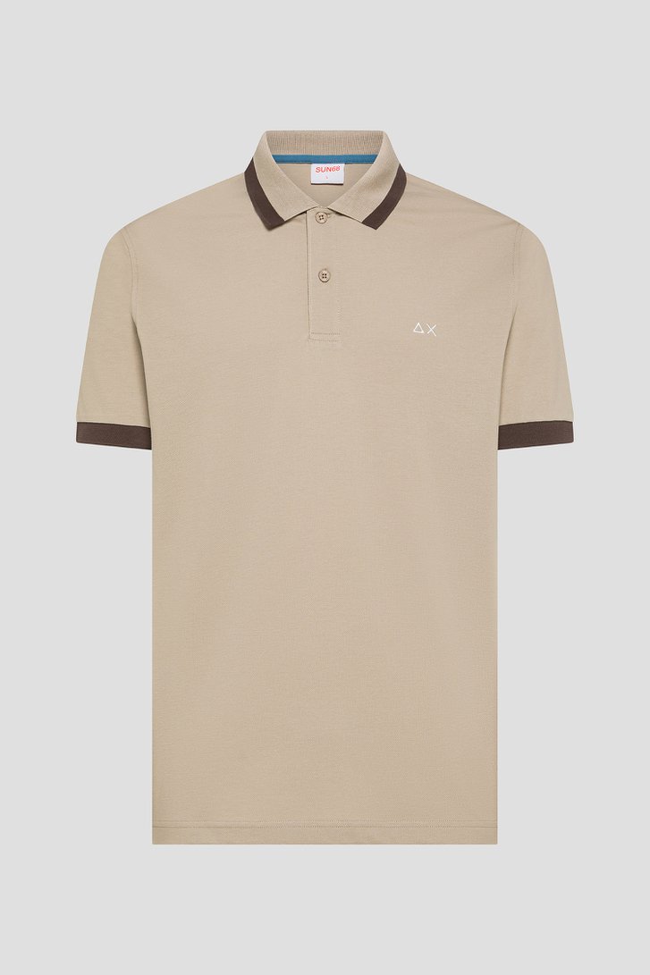 Photo produit 1 de Polo beige à manches courtes avec bords contrastés de Sun68 pour Hommes