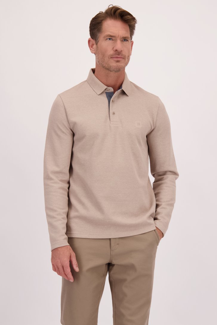 Le devant de Polo beige à manches longues  de Dansaert Blue pour Hommes