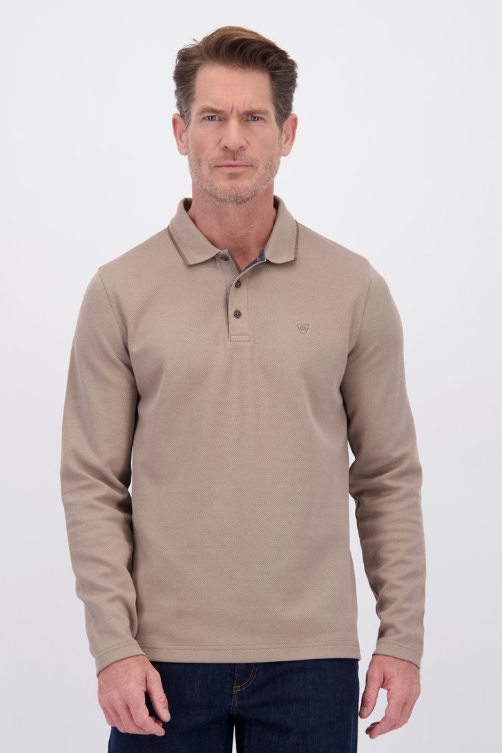 Le devant de Polo beige à manches longues de Dansaert Blue pour Hommes