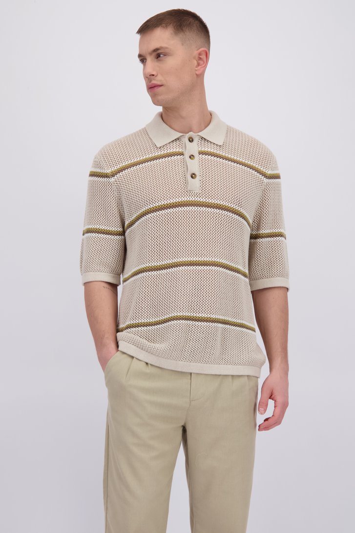Le devant de Polo beige clair en tissu structuré de Only & Sons pour Hommes