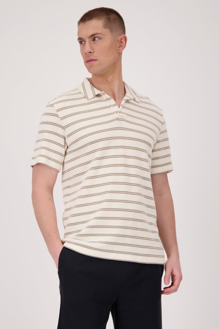 Polo beige en maille texturée à rayures	 de ONLY & SONS pour Hommes