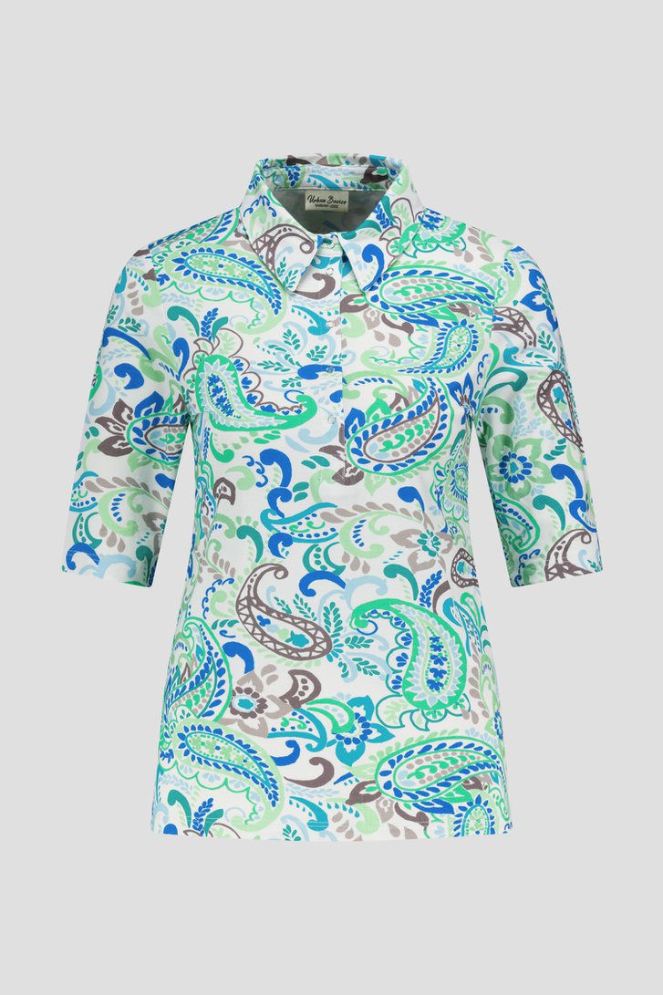 Polo blanc à imprimé cachemire et fleurs de Barbara Lebek pour Femmes