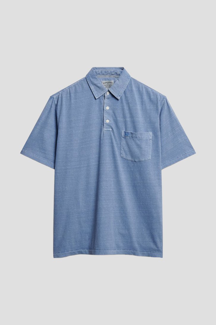 Photo produit 1 de Polo bleu à manches courtes avec poche poitrine de Superdry pour Hommes