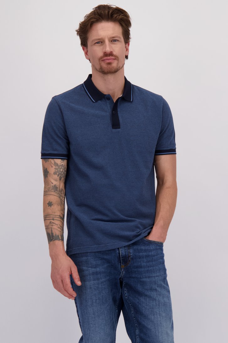 Le devant de Polo bleu à manches courtes de Ravøtt pour Hommes