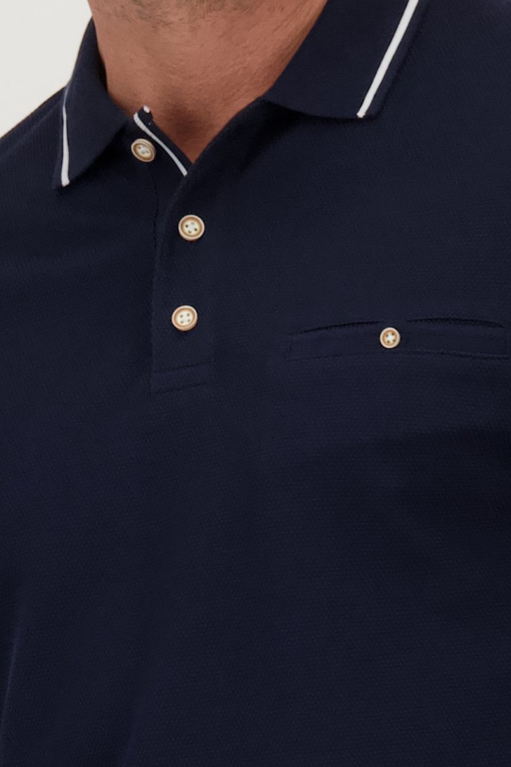 Polo bleu à manches longues de Dansaert Blue pour Hommes