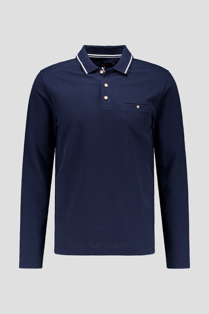 Polo bleu à manches longues de Dansaert Blue pour Hommes