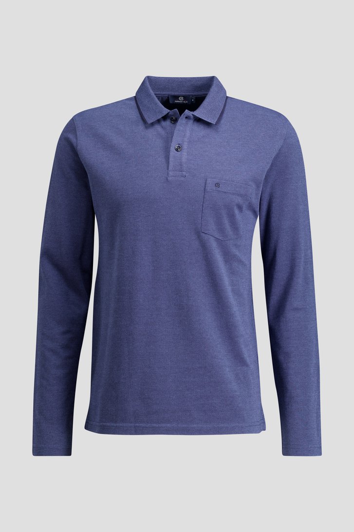 Photo produit 1 de Polo bleu à manches longues de Dansaert Blue pour Hommes