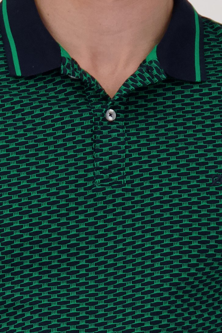 Polo bleu à motif vert de Ravøtt pour Hommes