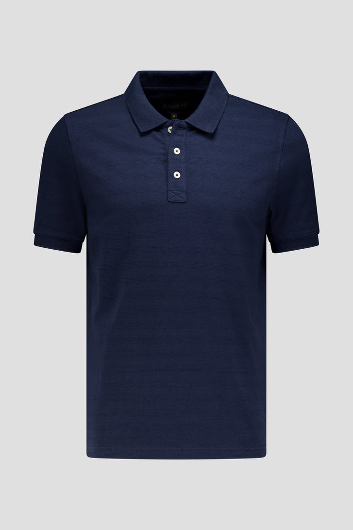 Photo produit 1 de Polo bleu à rayures jacquard de Ravøtt pour Hommes