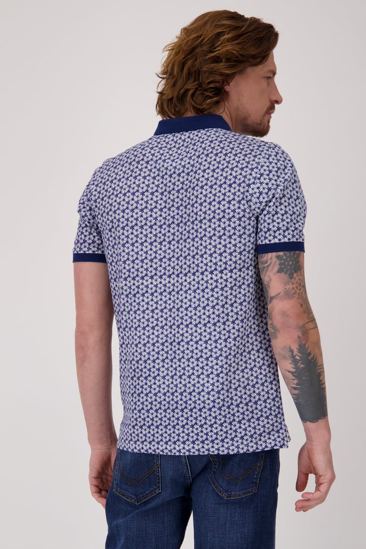 Polo bleu avec motif de feuilles fines de Ravøtt pour Hommes