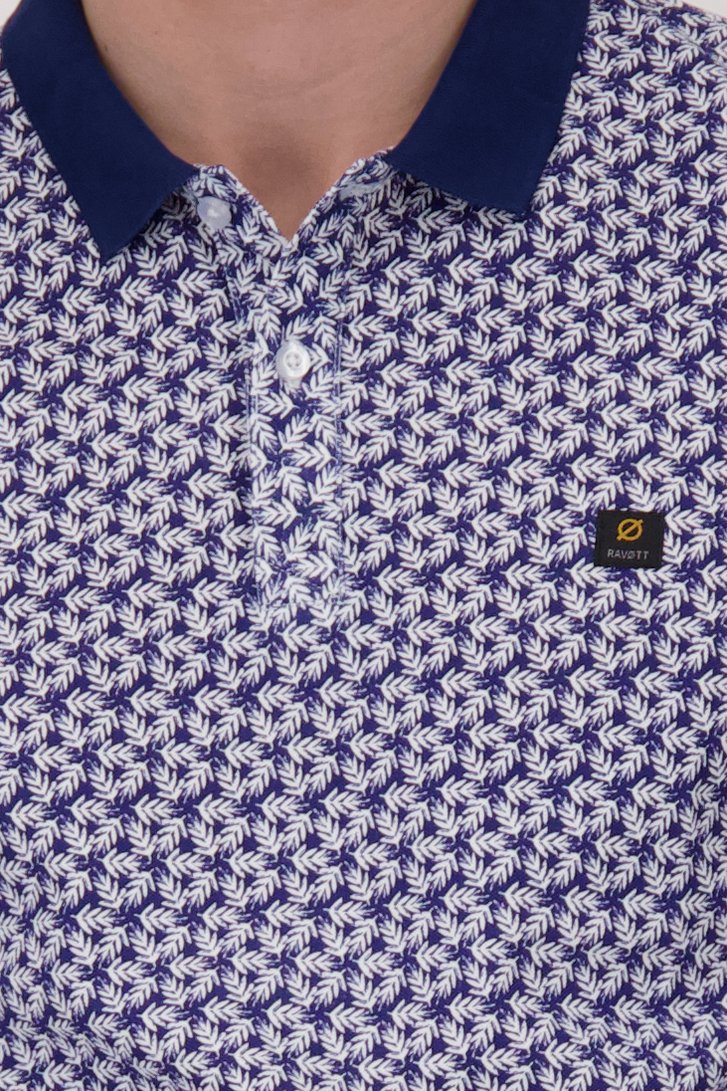 Polo bleu avec motif de feuilles fines de Ravøtt pour Hommes