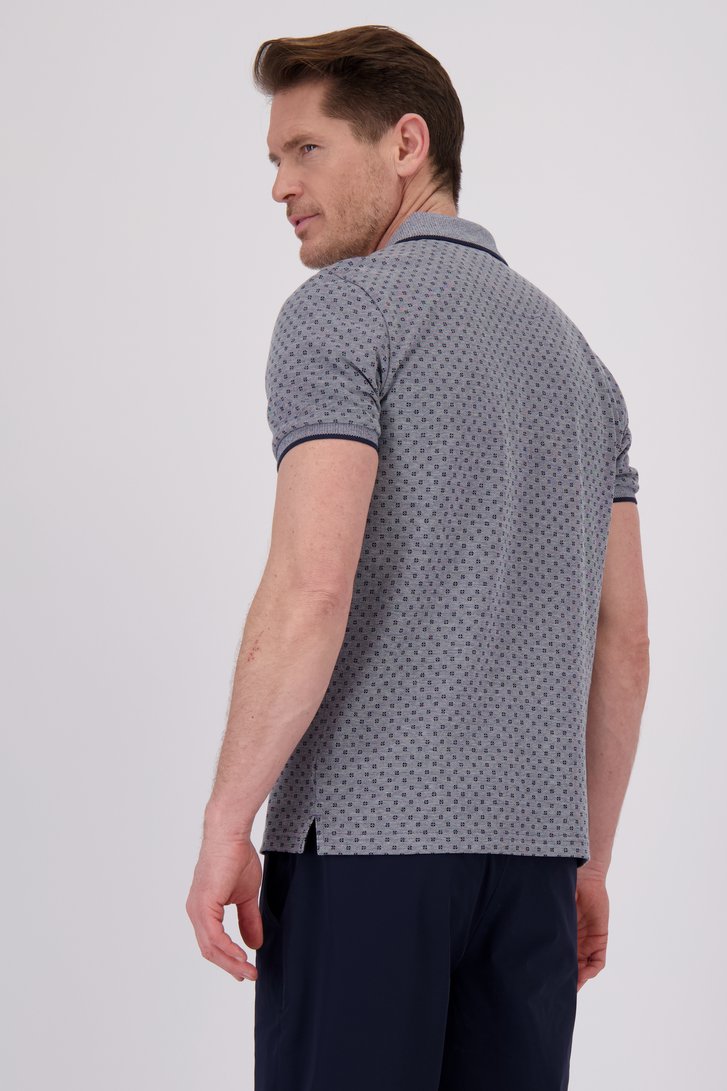 Polo bleu-blanc mélangé avec imprimé bleu foncé de Dansaert Blue pour Hommes