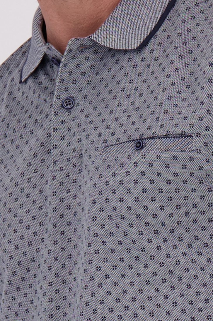 Polo bleu-blanc mélangé avec imprimé bleu foncé de Dansaert Blue pour Hommes