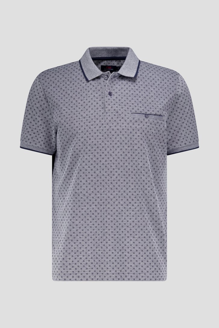 Polo bleu-blanc mélangé avec imprimé bleu foncé de Dansaert Blue pour Hommes