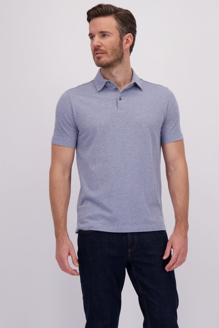 Le devant de Polo bleu chiné de Upper East pour Hommes