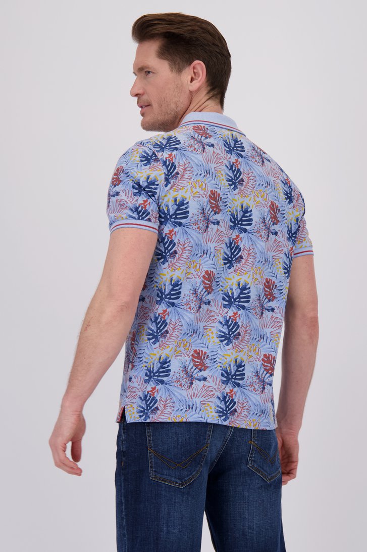 Polo bleu clair avec imprimé de feuilles de Dansaert Blue pour Hommes