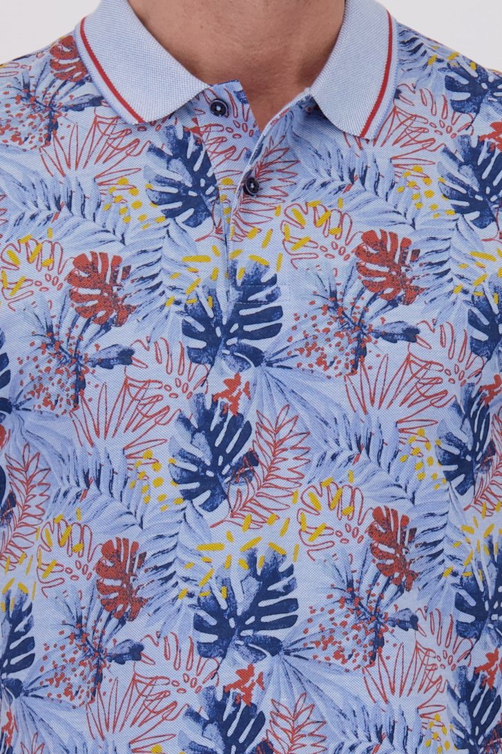 Polo bleu clair avec imprimé de feuilles de Dansaert Blue pour Hommes