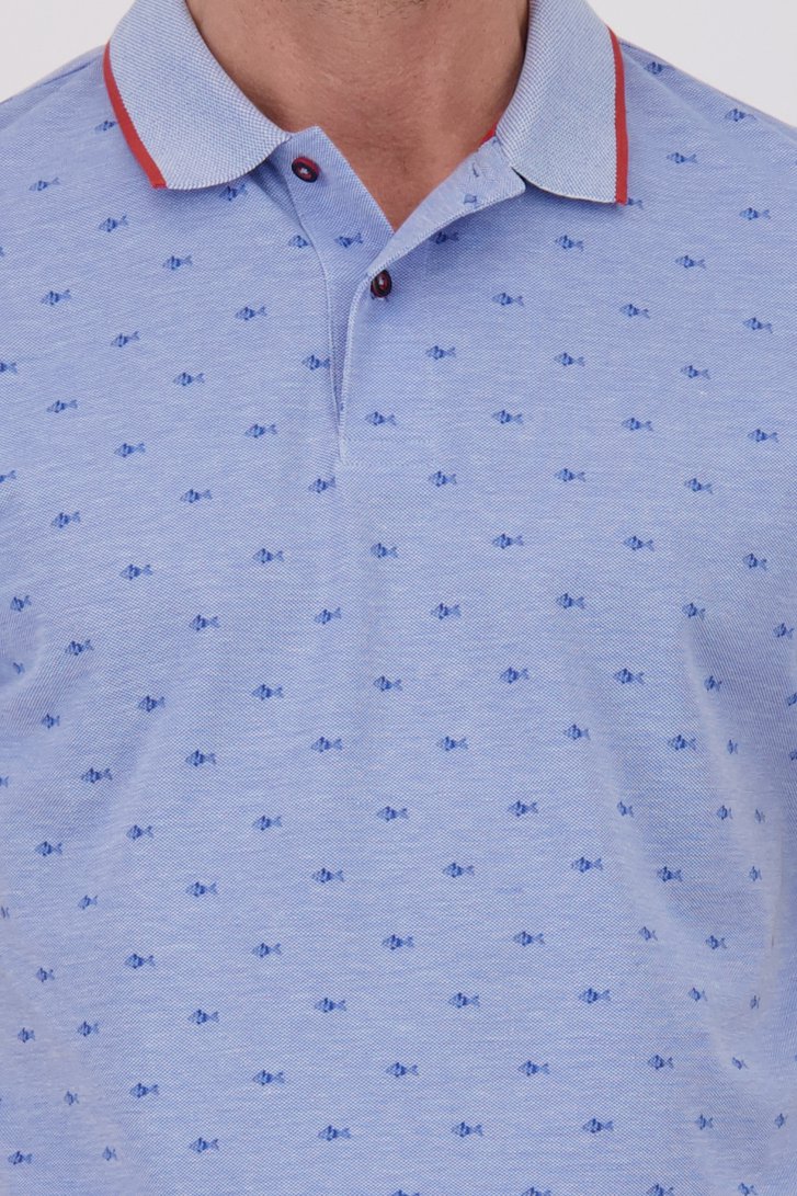 Polo bleu clair avec imprimé de poissons de Dansaert Blue pour Hommes