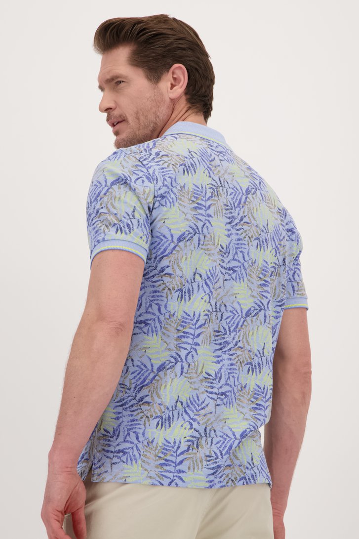 Polo bleu clair avec imprimé feuillage de Dansaert Blue pour Hommes
