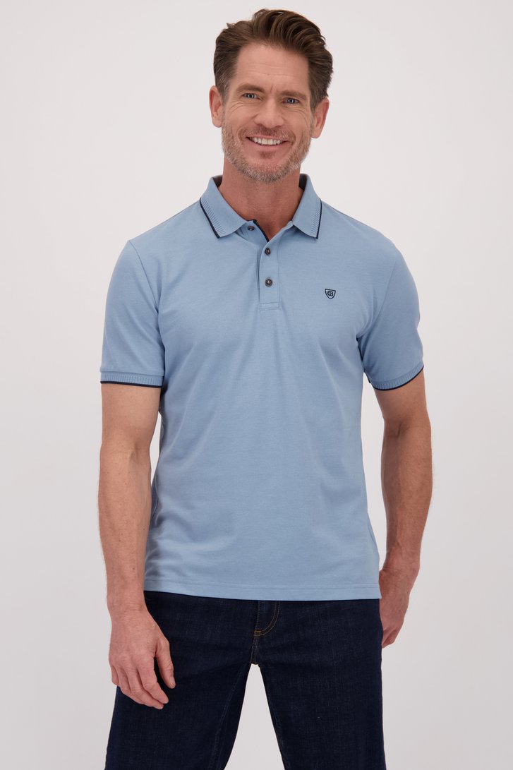 Le devant de Polo bleu clair chiné à manches courtes de Dansaert Blue pour Hommes