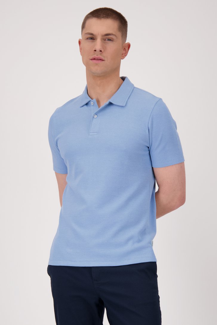 Polo bleu clair en tissu texturé de Casual Five pour Hommes