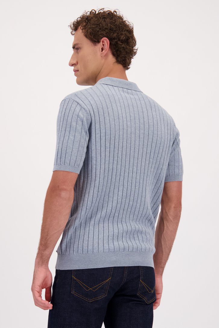 Le dos de Polo bleu en maille à manches courtes de Upper East pour Hommes