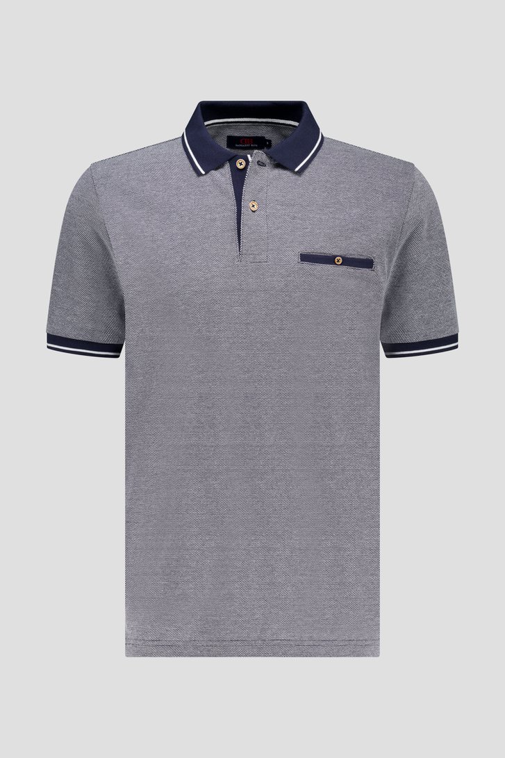 Polo bleu foncé à col rayé de Dansaert Blue pour Hommes
