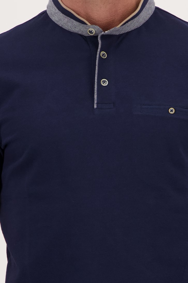 Polo bleu foncé à col rond	 de Dansaert Blue pour Hommes