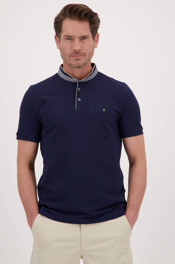 Polo bleu foncé à col rond	 de Dansaert Blue pour Hommes