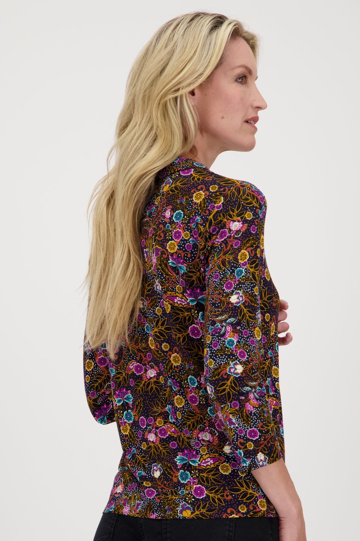 Polo bleu foncé à imprimé coloré  de Claude Arielle pour Femmes
