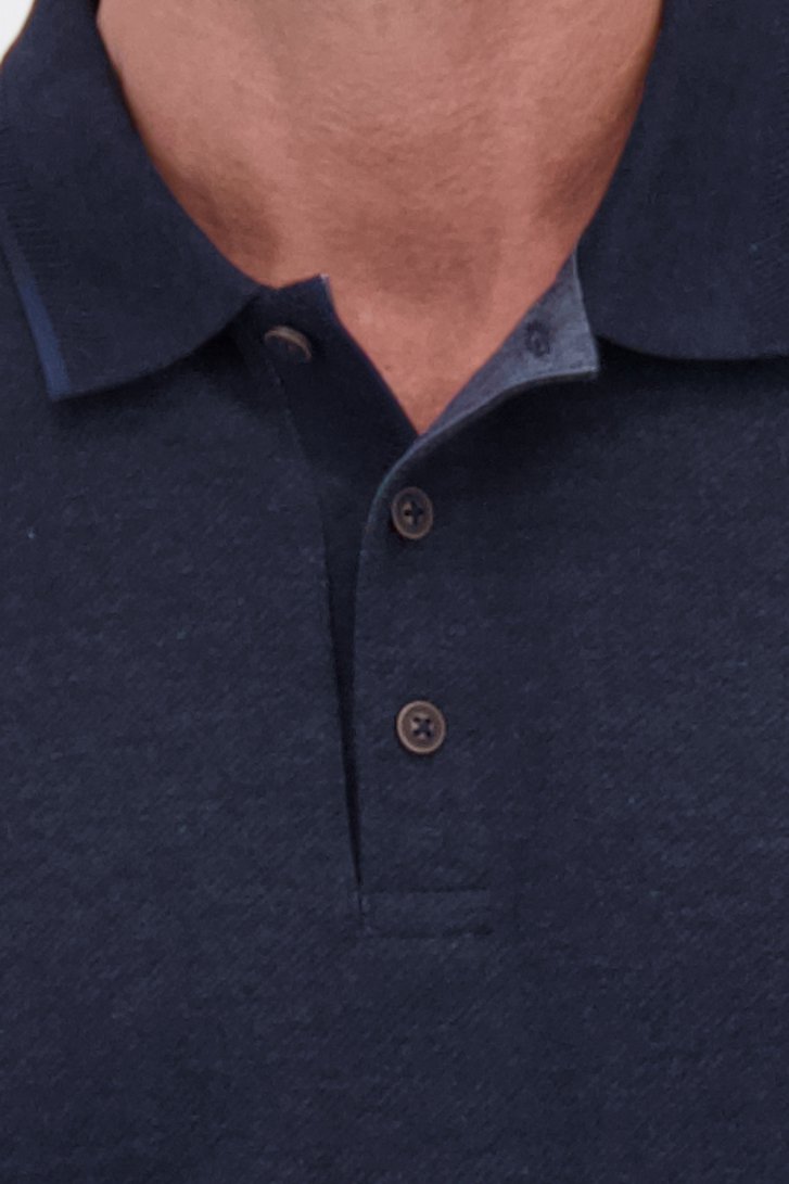 Détail de Polo bleu foncé à manches longues de Dansaert Blue pour Hommes