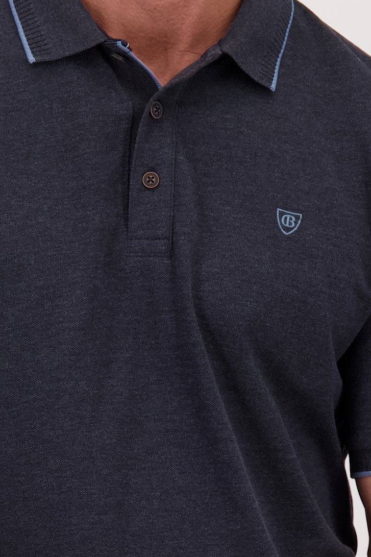 Détail de Polo bleu foncé chiné à manches courtes de Dansaert Blue pour Hommes
