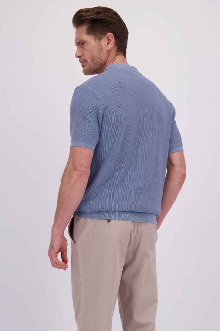 Le dos de Polo bleu foncé en maille structurée de Dansaert Blue pour Hommes