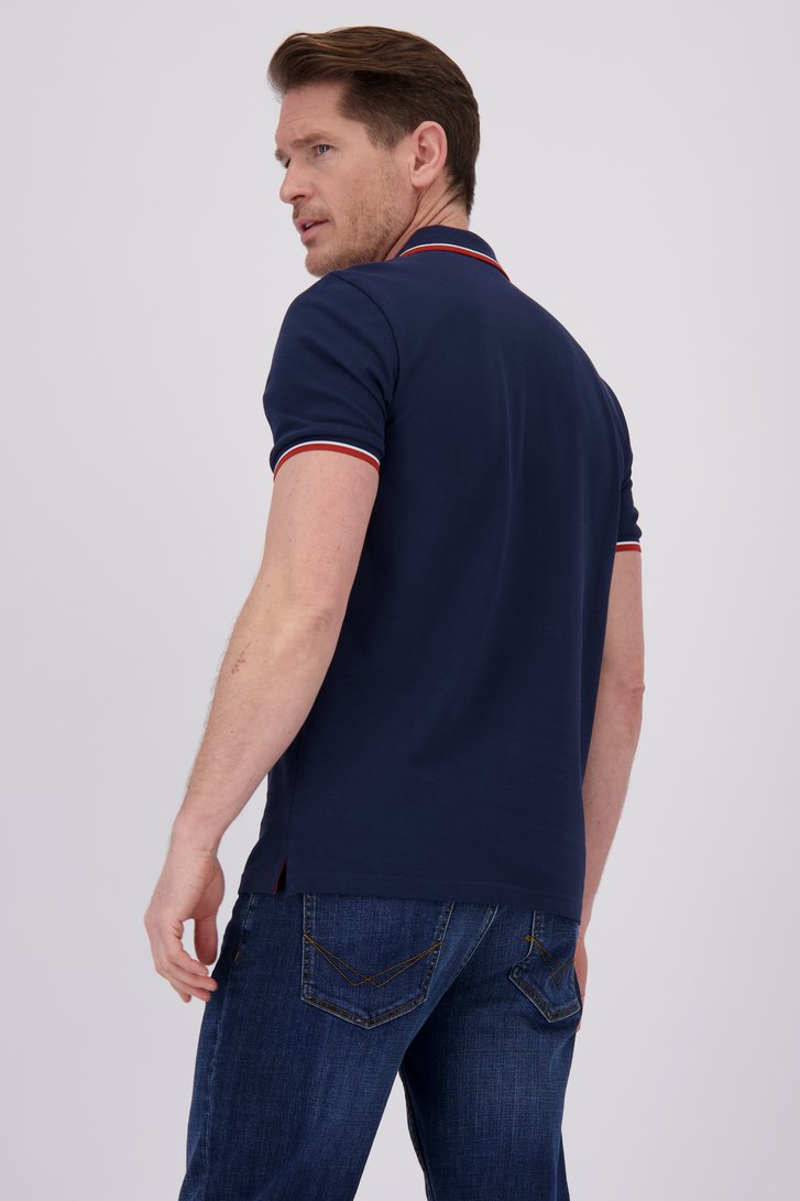 Polo bleu marine avec accent rouge de Dansaert Blue pour Hommes