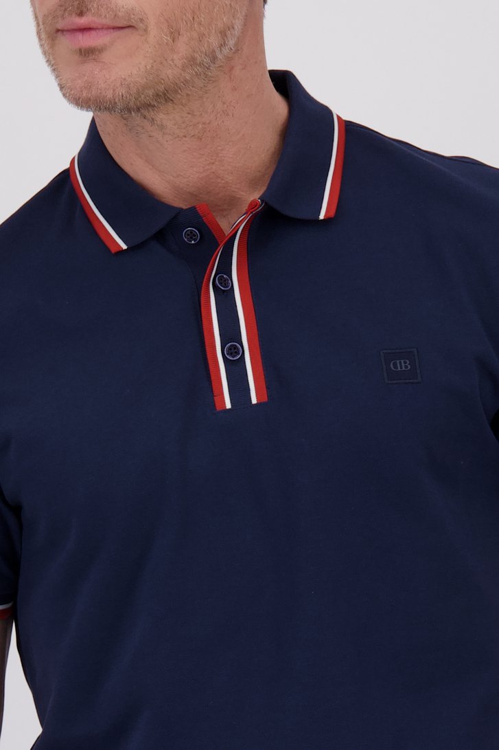 Polo bleu marine avec accent rouge de Dansaert Blue pour Hommes