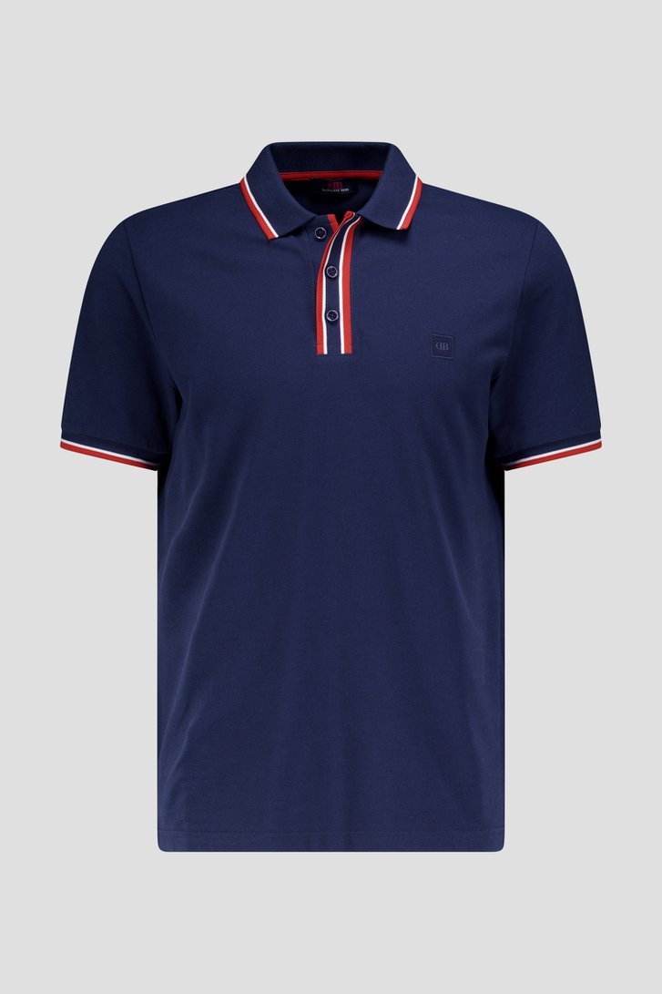 Polo bleu marine avec accent rouge de Dansaert Blue pour Hommes