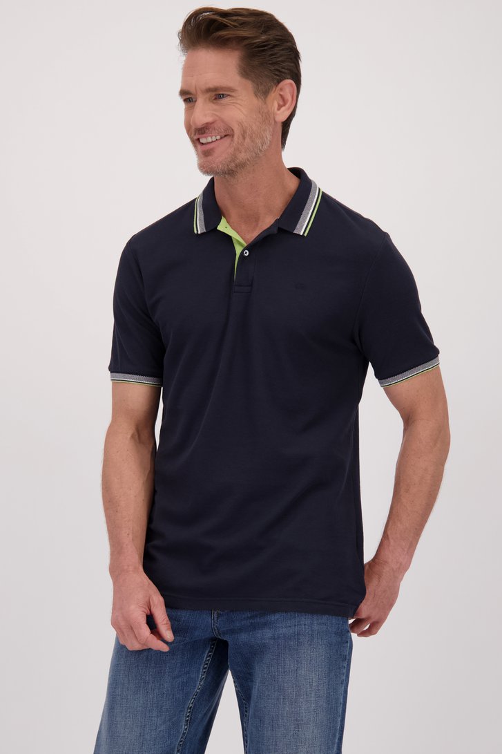 Le devant de Polo bleu nuit avec accent blanc de Dansaert Blue pour Hommes