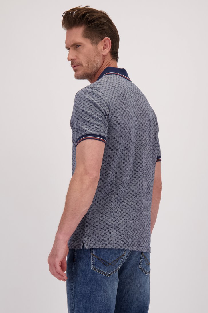 Le dos de Polo bleue avec motif et détails blanc-brun de Dansaert Blue pour Hommes