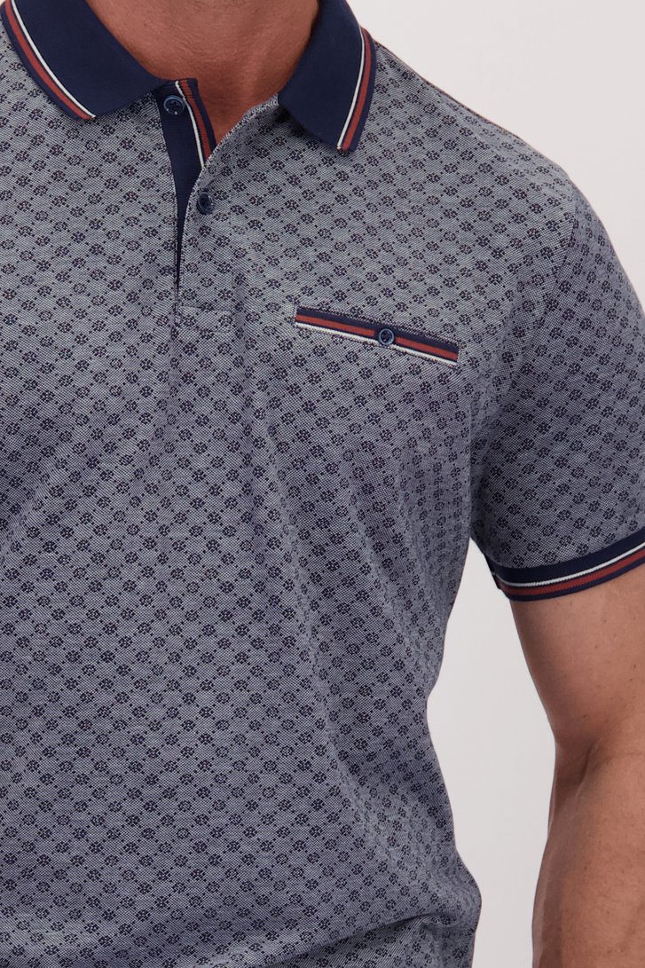 Détail de Polo bleue avec motif et détails blanc-brun de Dansaert Blue pour Hommes