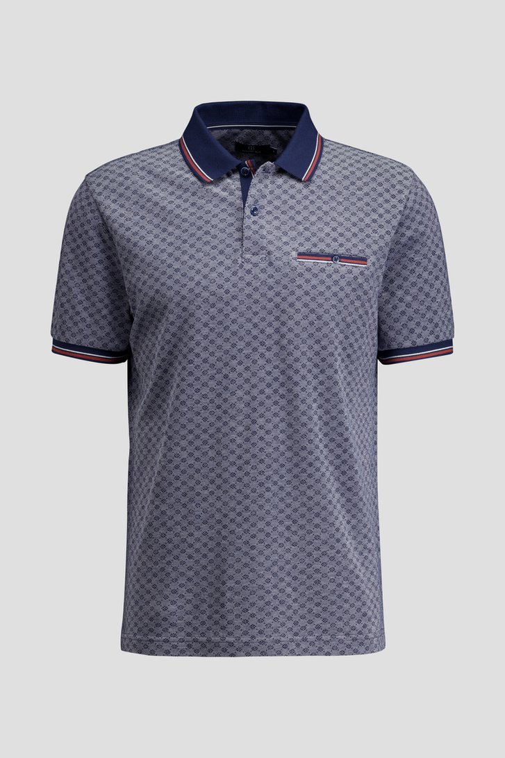 Photo produit 1 de Polo bleue avec motif et détails blanc-brun de Dansaert Blue pour Hommes