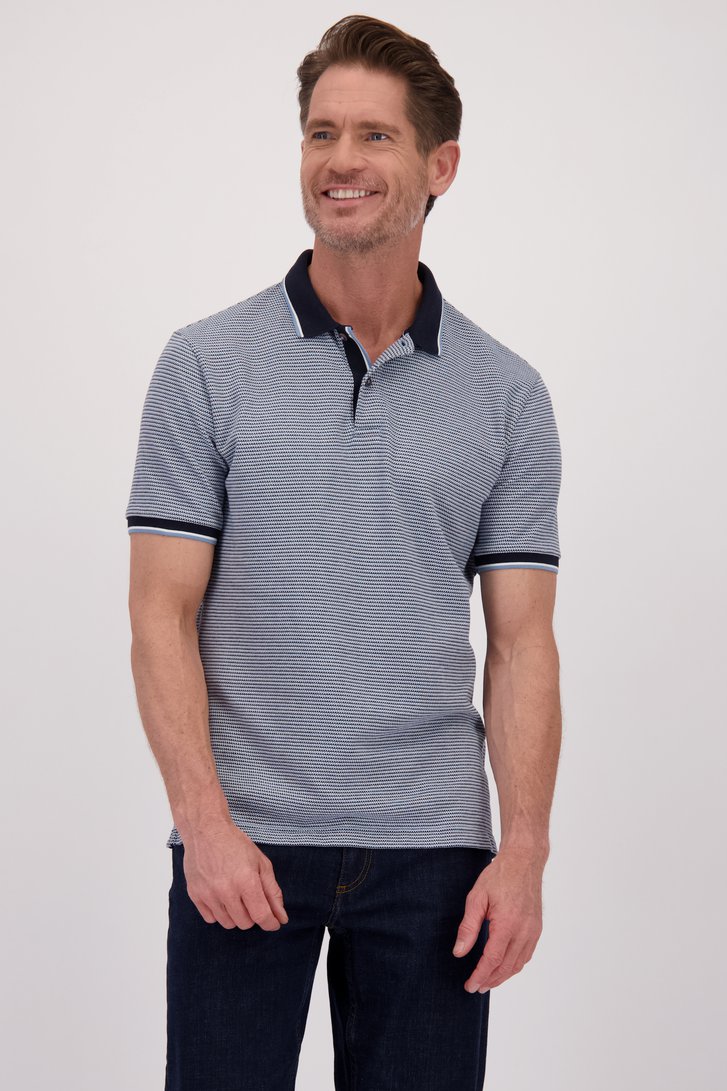 Le devant de Polo bleue avec motif navy-blanc de Dansaert Blue pour Hommes