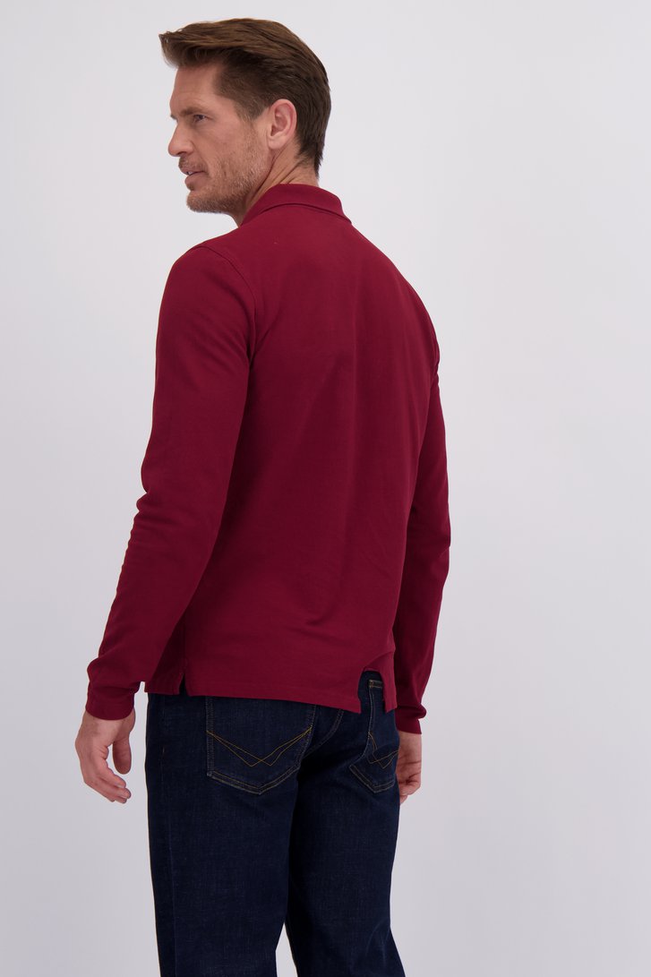 Le dos de Polo bordeaux à manches longues de Dansaert Blue pour Hommes