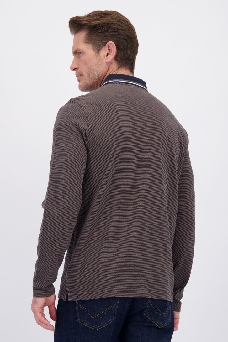 Le dos de Polo brun à manches longues de Dansaert Blue pour Hommes