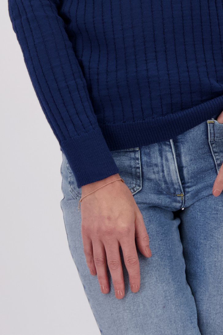 Polo côtelé bleu foncé de AC by Annelien Coorevits pour Femmes