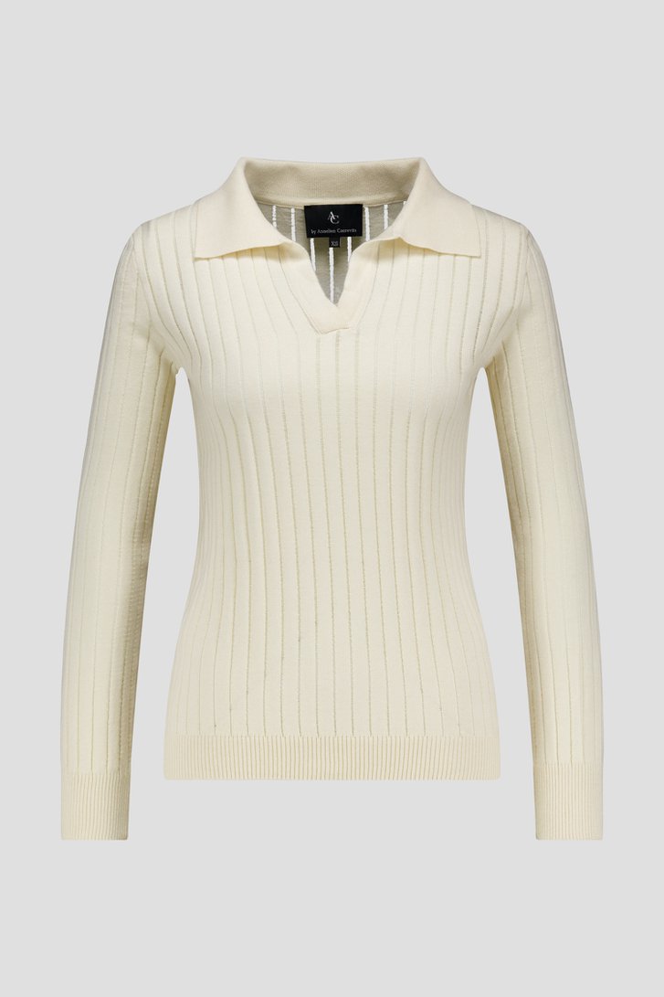 Polo côtelé écru de AC by Annelien Coorevits pour Femmes