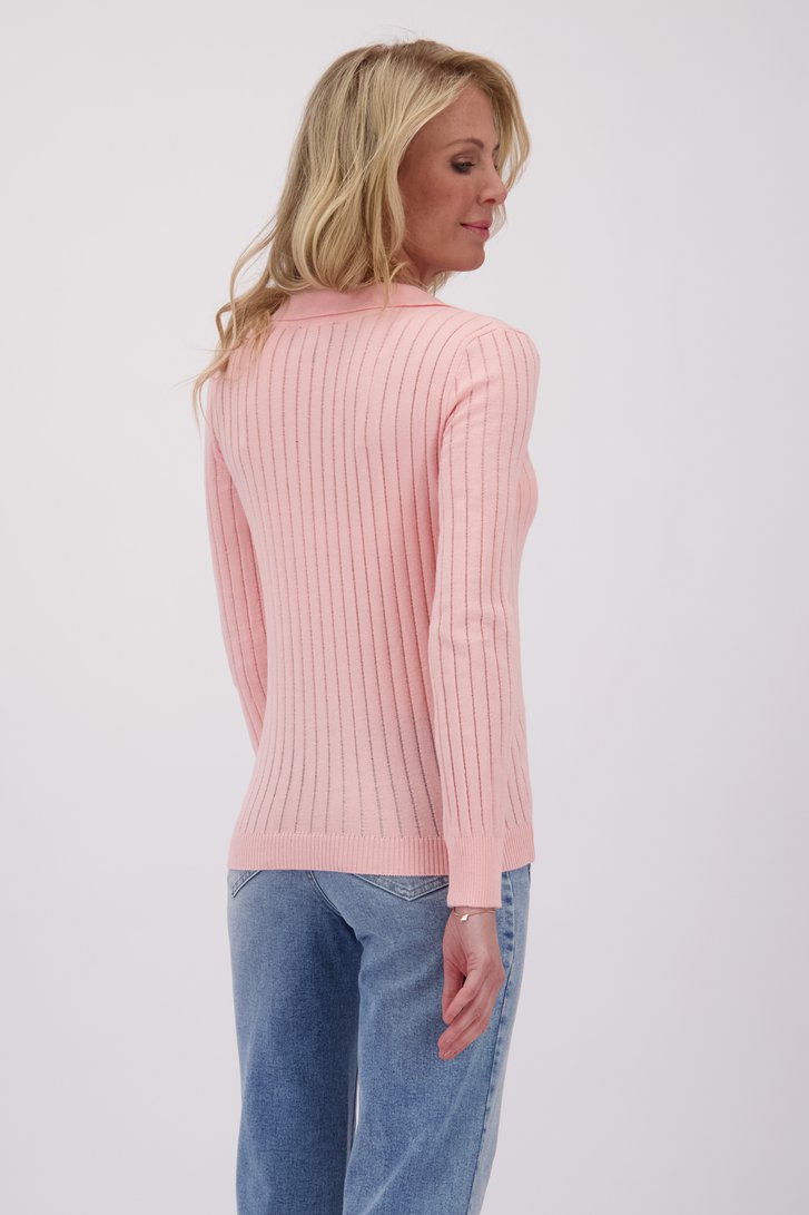 Polo côtelé rose clair de AC by Annelien Coorevits pour Femmes